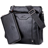 One Shoulder Men's Leather Crossbody Business Briefcase