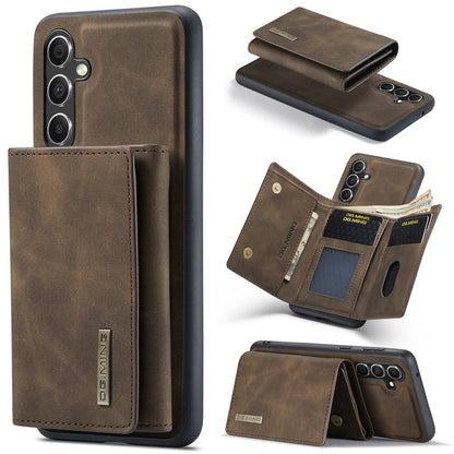 Brown split wallet phone case for multiple brands with card slots and a flap design
