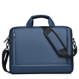 lightweight waterproof laptop briefcase in blue with adjustable shoulder strap for easy carrying