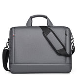 Stylish gray lightweight waterproof laptop briefcase with comfortable dual handles and shoulder strap