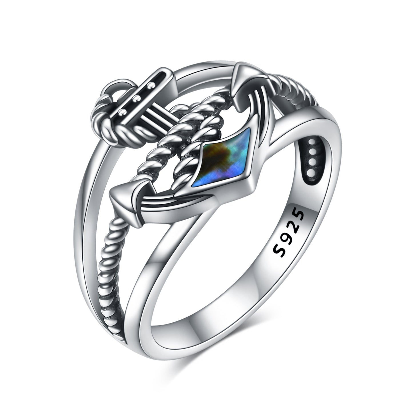 Sterling Silver Nautical Blue Anchor Rings - StoreFour