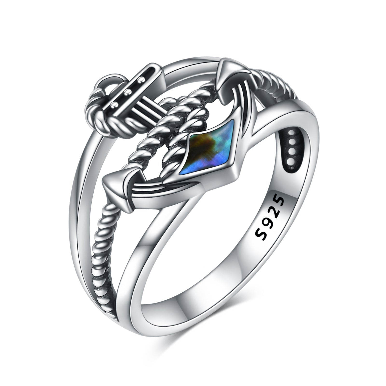 Sterling Silver Nautical Blue Anchor Rings - StoreFour