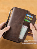 Men's Genuine First Layer Cowhide Leather Wallet/Phone Case