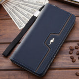 Men's PU Leather Universal Long Everyday Wallet/Phone Case Zipper-secured