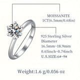 925 Sterling Silver Moissanite Classic Multicolor 6-claw Eternity Engagement Ring