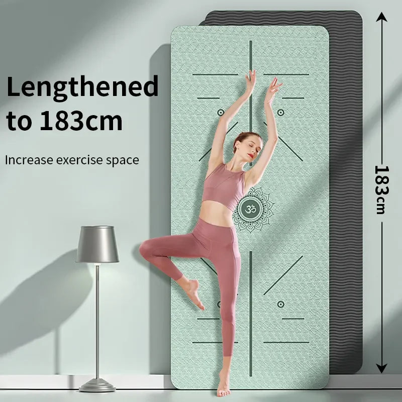 Eco-friendly yoga mat for women, lengthened to 183cm, ideal for enhanced exercise space