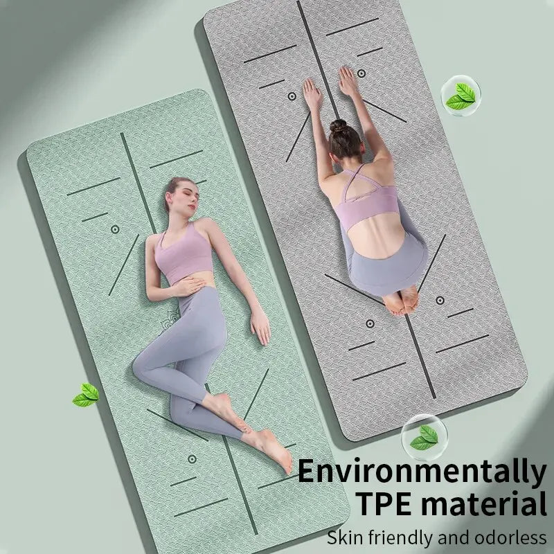 Eco-friendly yoga mat for women made from TPE material, featuring a skin-friendly and odorless design