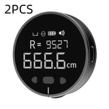 digital tape measure displaying measurements with high precision electronic ruler in compact round design