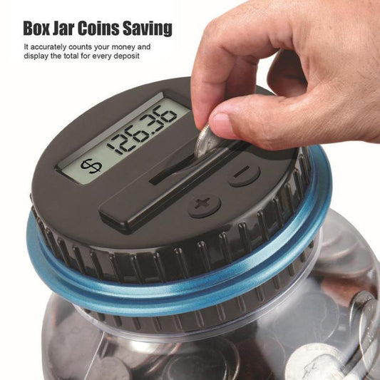 electronic coin counter jar with digital display for accurate coin savings tracking