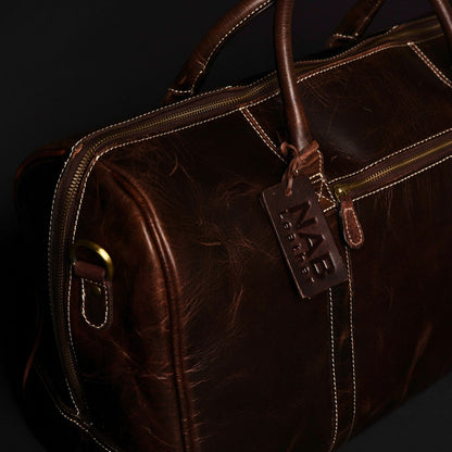 The Wayfarer Bag — Brown Full-Grain Canadian Leather Duffle Bag