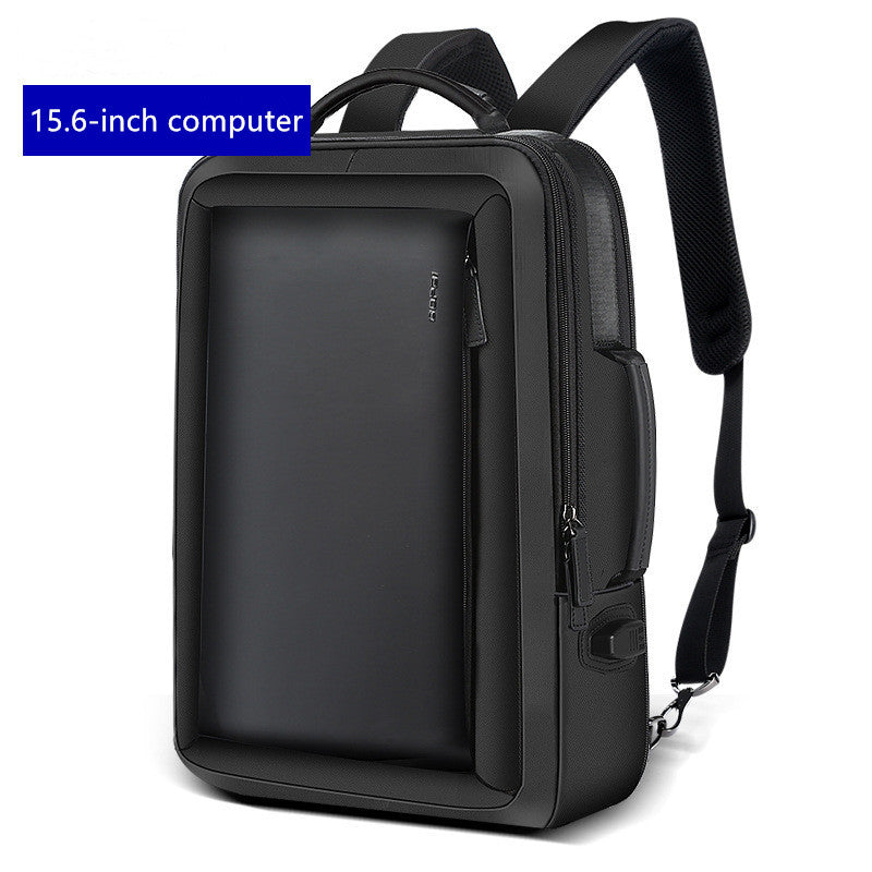 Expandable smart business backpack with sleek design and spacious compartments for a 15.6-inch computer