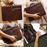 Versatile Vintage Crazy Horse Leather 13.3" Laptop Briefcase