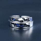 Sea & Whale Pair Rings - Adjustable Couple's Set