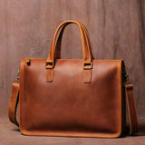 Men's 14" Laptop Top-layer Crazy Horse Leather Briefcase