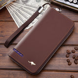 Men's PU Leather Universal Long Everyday Wallet/Phone Case Zipper-secured