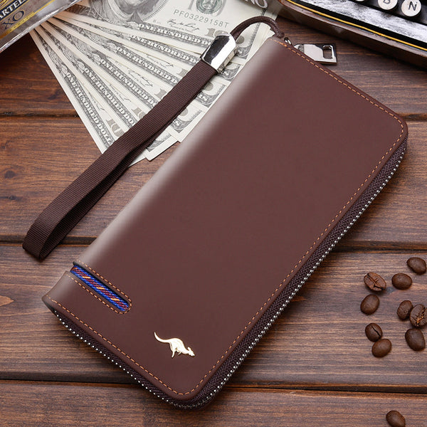 Men's PU Leather Universal Long Everyday Wallet/Phone Case Zipper-secured