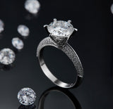 Women's S925 Silver-Plated White Gold Moissanite Diamond Ring