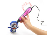Child using four-colour 3D printing drawing pens for kids to create a character figure
