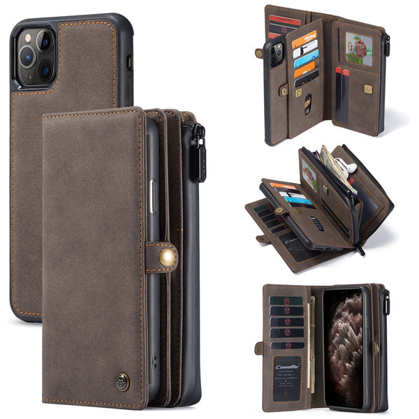 Handmade leather phone wallet featuring multiple card slots and a stylish design for convenience