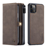 handmade leather phone wallet with multiple card slots and durable design in brown