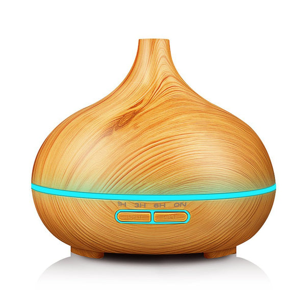 550ml ultrasonic humidifier with wood grain design and soft glowing light for enhanced air quality