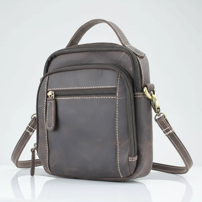 Hunter genuine leather crossbody bag with a front pocket and adjustable strap for everyday use