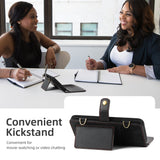 iPhone 16 leather wallet case with convenient kickstand for video chats and movie watching