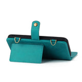 Turquoise iPhone 16 leather wallet case with card holder and magnetic closure for secure protection