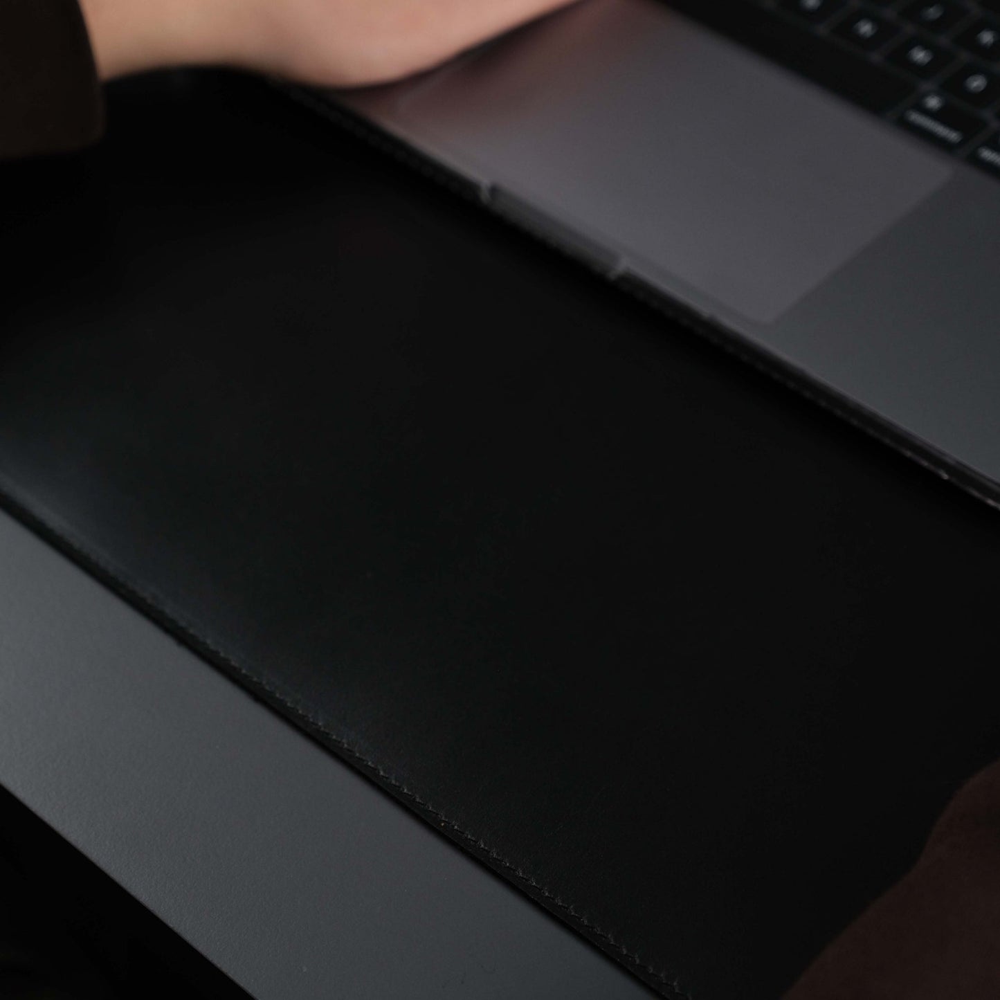 The Jersey — Midnight Black Full-Grain Leather Desk Pad
