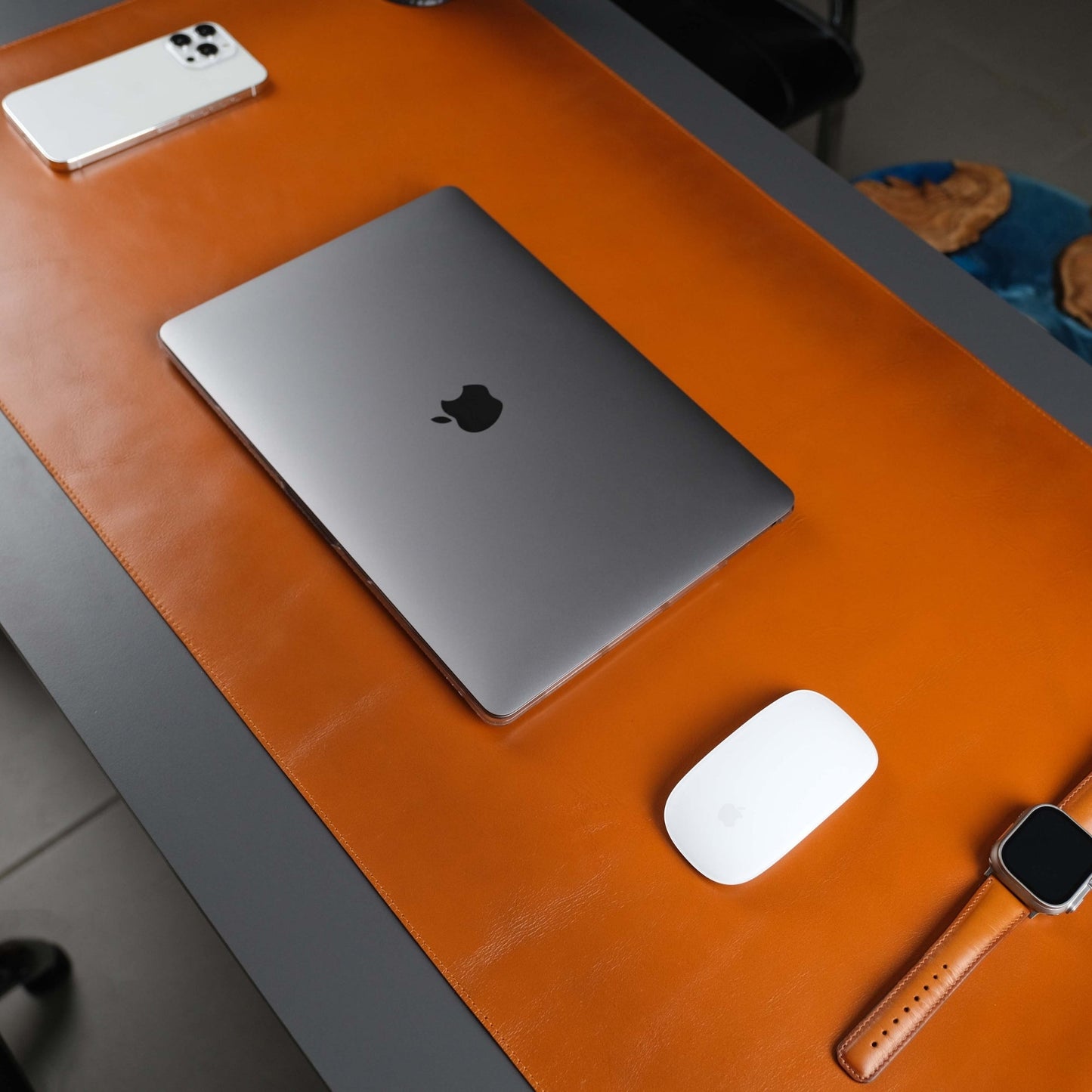 The Jersey Tan — Full-Grain Leather Desk Pad