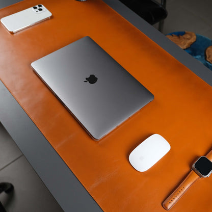 The Jersey Tan — Full-Grain Leather Desk Pad