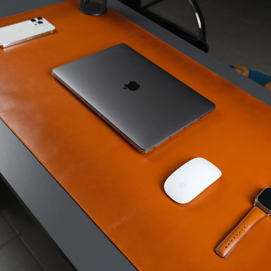 The Jersey Tan — Full-Grain Leather Desk Pad