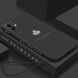 black slim Canadian Maple Leaf iPhone case with silver maple logo side leaf icons and wrist strap