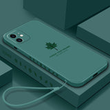 Canadian Maple Leaf iPhone case teal slim protective cover with leaf graphic wrist strap