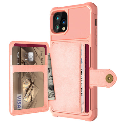 CJD pink iPhone 13 Pro Max wallet case with card slots cash pocket magnetic snap and protective bumper