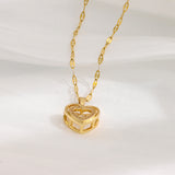 gold heart necklace with double heart locket on chain double layer love pendant for women