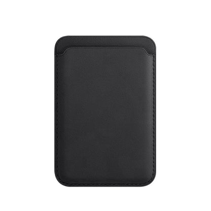 black leather stick-on card holder for iPhone and Galaxy slim adhesive back wallet