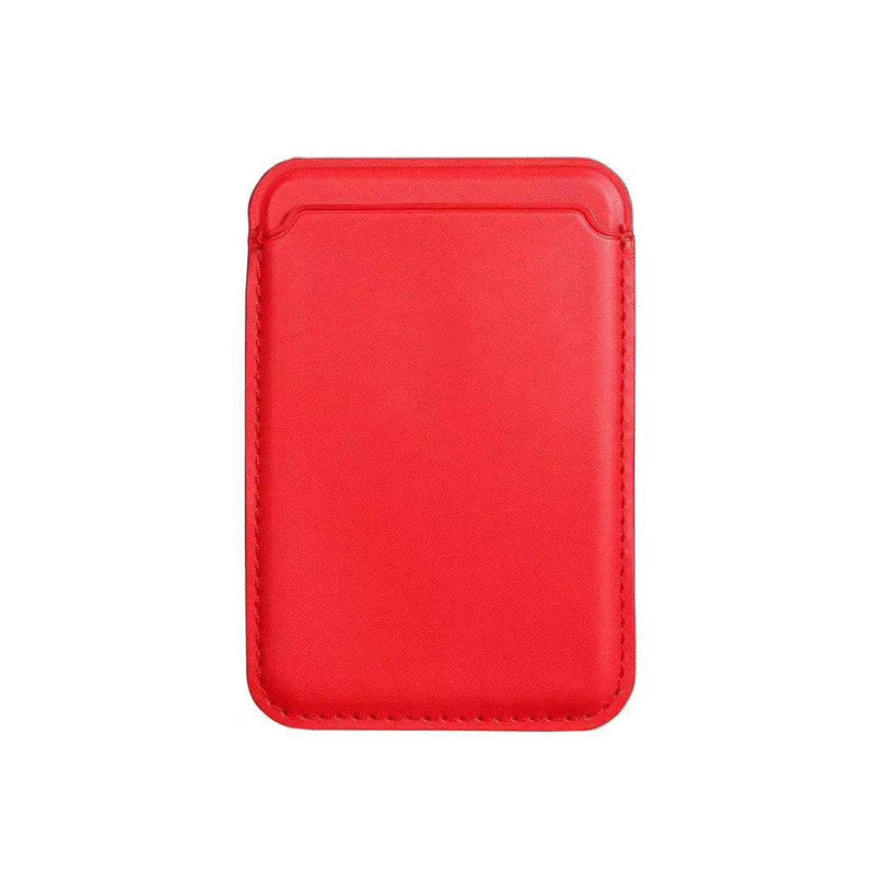 red stick-on card holder for iPhone and Galaxy slim adhesive wallet pocket for cards and ID