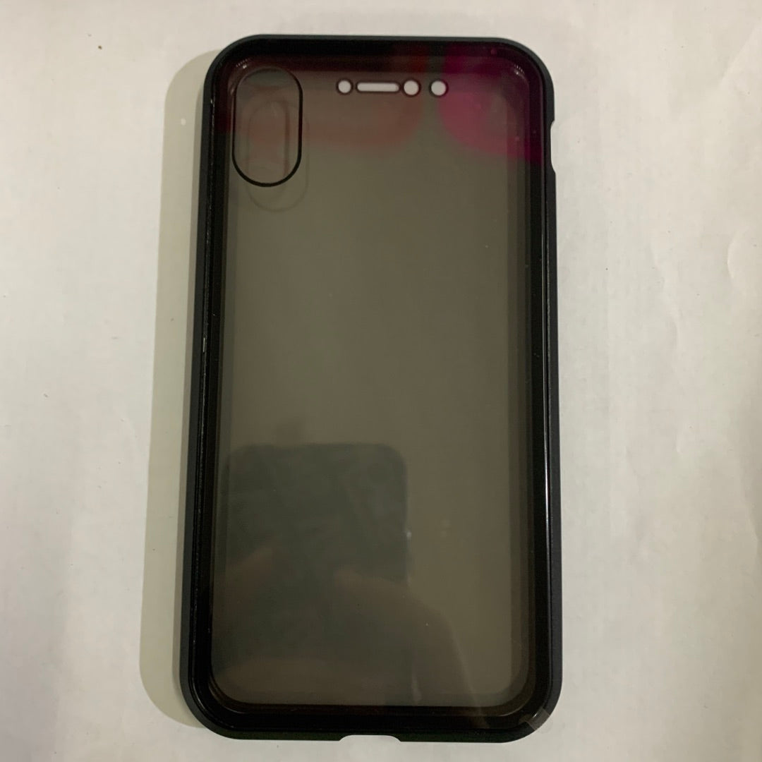 magnetic iPhone case with privacy screen in black providing camera and front sensor cutouts