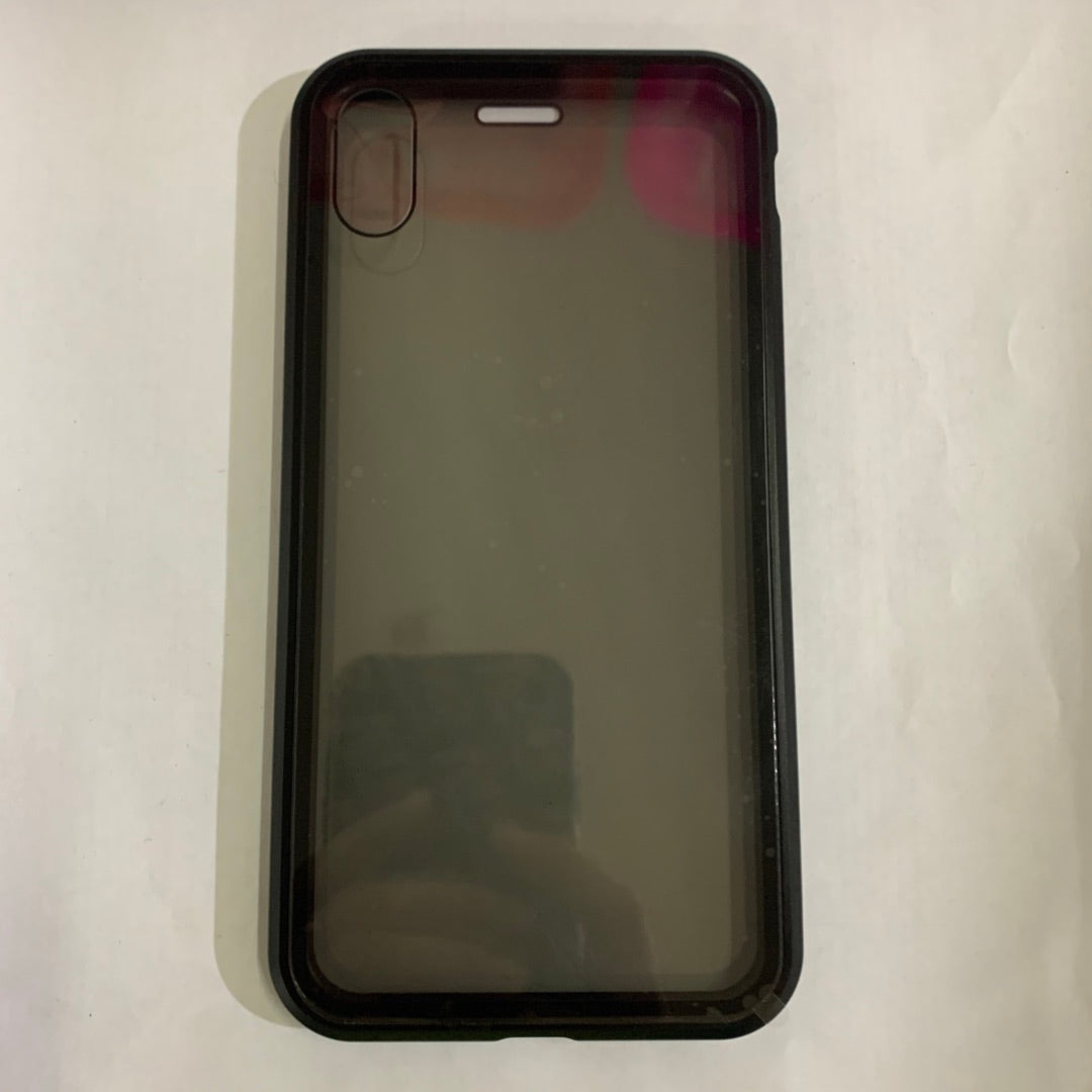 magnetic iPhone case with privacy screen in black with a transparent back for added phone protection