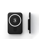 black 10000mAh fast charging portable power bank with magnetic wireless charging pad and slim profile