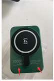 10000mAh fast charging portable power bank, green wireless magnetic charger, showing capacity label