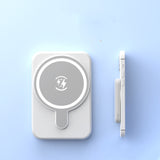 White 10000mAh fast charging portable power bank with magnetic wireless pad and slim phone mount
