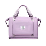 lavender tote style compact work backpack for women with front pocket padded handles and bottom compartment