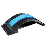 CJD natural back stretcher massager with adjustable arch and blue padded support for spinal relief