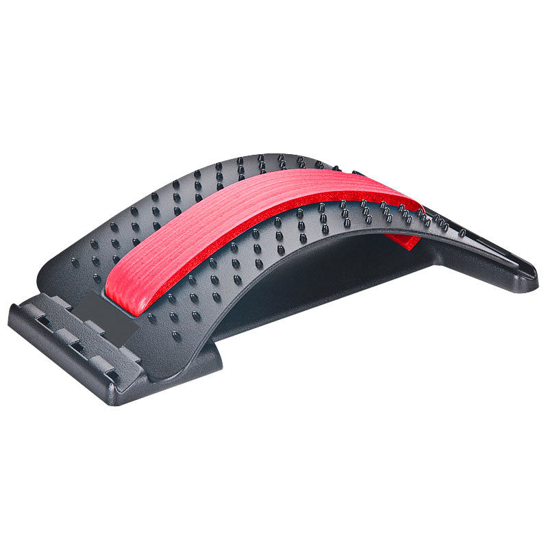 CJD natural back stretcher with red adjustable arch and black massage nodes for spinal relief