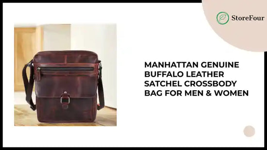 Manhattan Genuine Buffalo Leather Satchel Crossbody Bag for Men &amp; Women by@Outfy