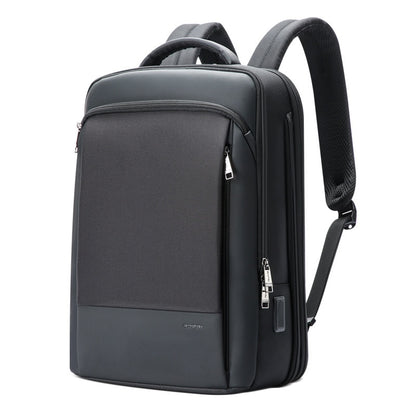 mens business backpack 15.6 inch waterproof backpack with USB ports sleek black laptop travel bag with padded straps
