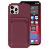 Burgundy Protective Card Holder Cover for iPhone with Convenient Card Slot and Sleek Design