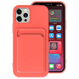 Coral CJD protective card holder cover for iPhone with a sleek design and card slot for convenience